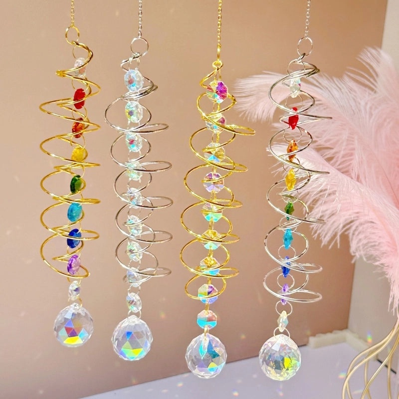 Sparkling Spiral Crystal Suncatcher Wind Chime for Home Decor|Home Decor & Wall Art