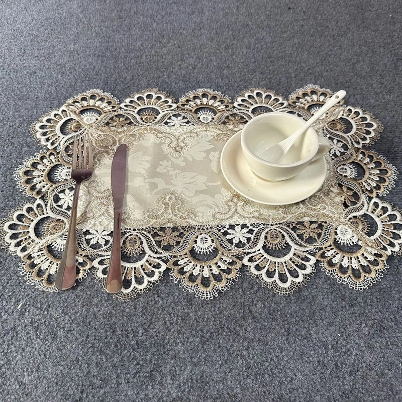 Elegant Floral Lace Polyester Placemat Single Piece|Home Decor & Tableware
