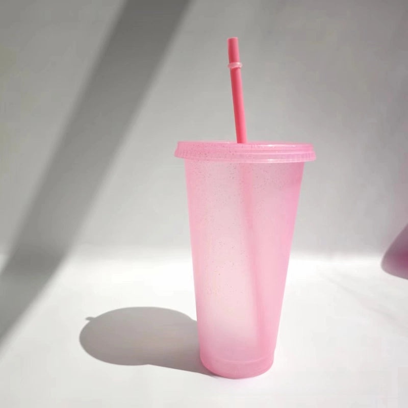 710ml Large Capacity Glitter Sipper Cup with Logo, Creative PP Plastic, 15 Color Options | Drinkware & Tumblers