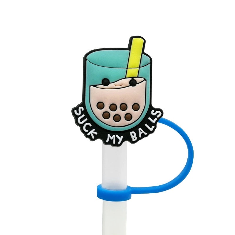 Cute Animal Letter Silicone Straw Cap for Drink Decorations Casual Elegant Style | Drink Accessories