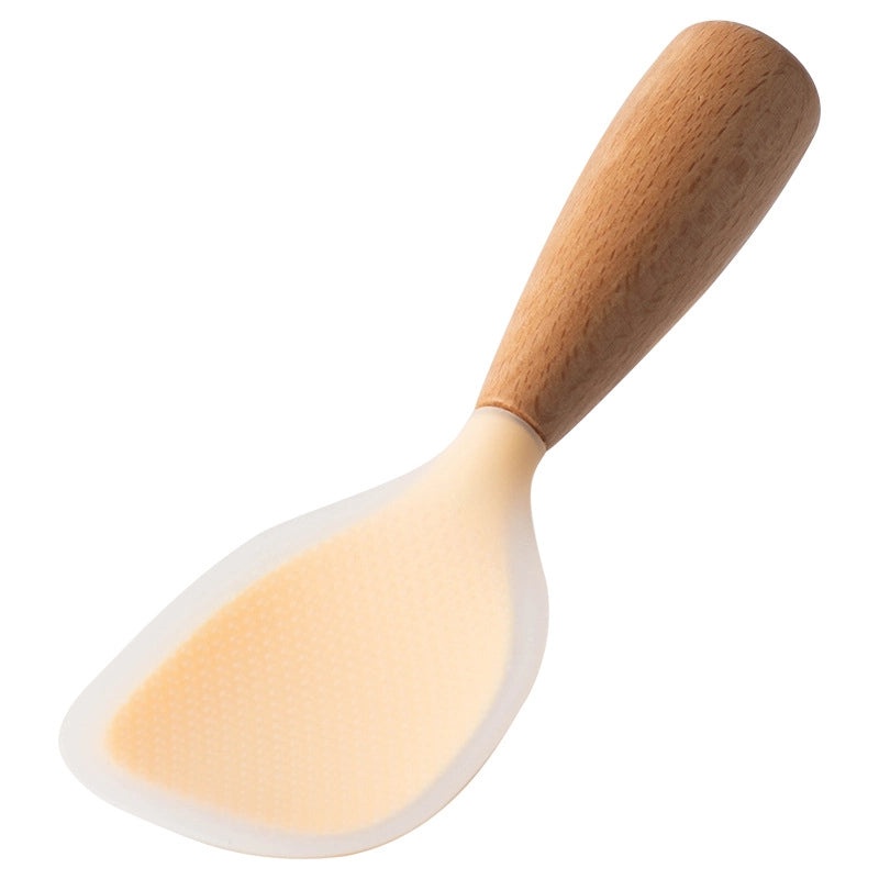 Heat-resistant Silicone Rice Spoon with Non-slip Wooden Handle | Kitchen Utensils & Gadgets