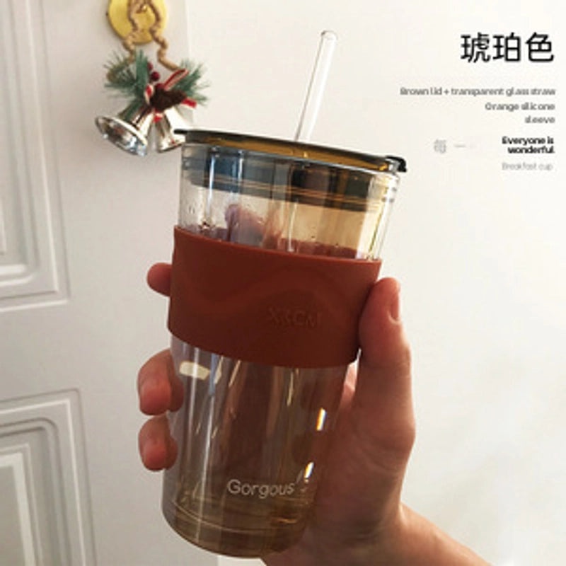 Northern Lights Glass Straw Cup Portable Household Student Drinkware Trendy Couple Small High-Value Cup|Kitchen & Dining