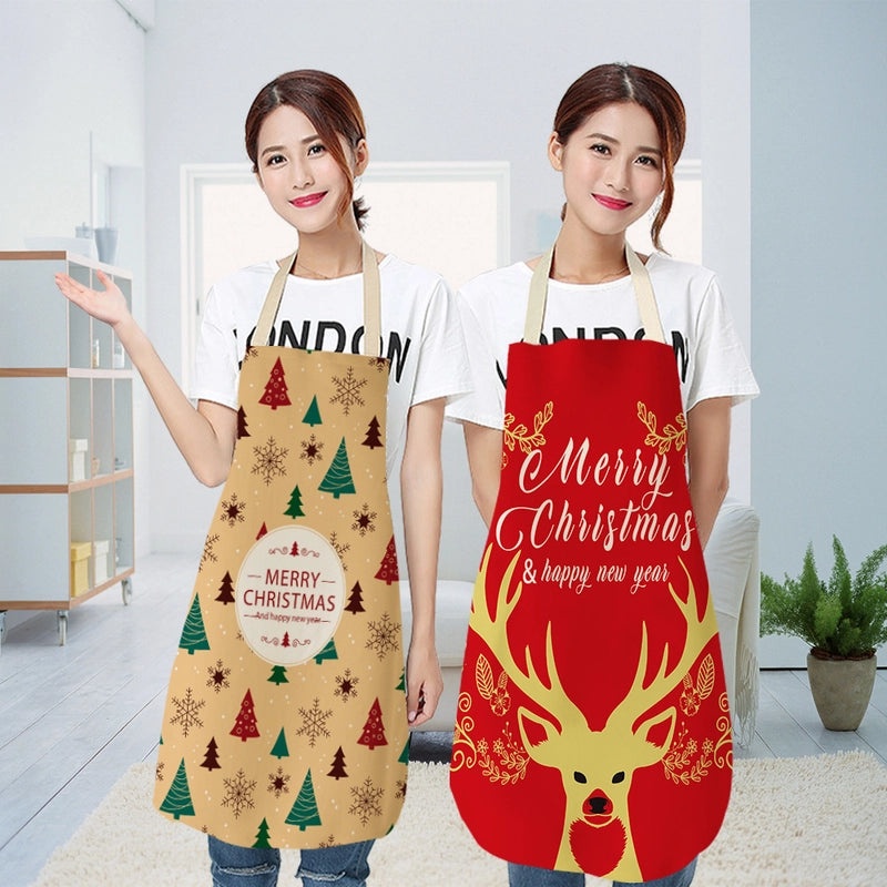 Holiday Themed Synthetic Fiber Apron with Text Design 1 Piece|Kitchen & Dining Accessories
