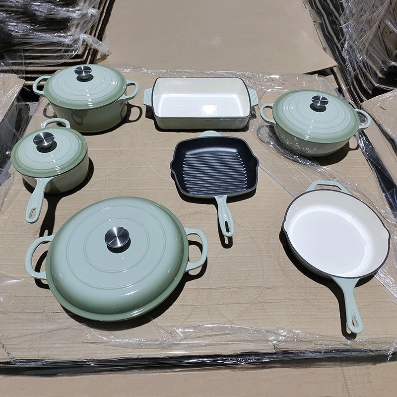 Classic Solid Color Cast Iron Skillet Single Piece|Kitchen Cookware