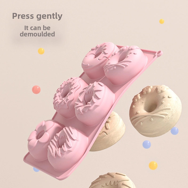 5 Pcs Silicone Donut Mold 6-Hole DIY Baking Chocolate Biscuit Mold High Temp Resistant Food Grade | Kitchen & Baking Tools