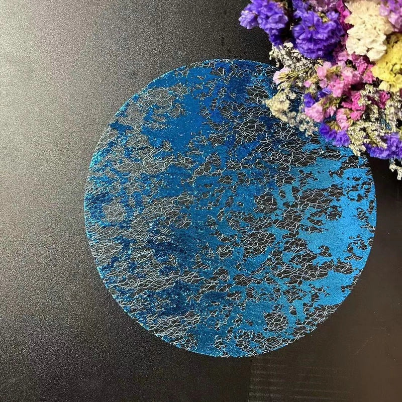 Disposable Gold Foil Round Placemat Metal Grid Design Elegant Table Mat | Tableware & Dining Accessories