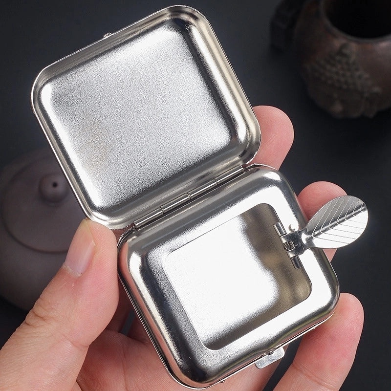 Portable Mini Stainless Steel Square Silver Ashtray|Smoking Accessories