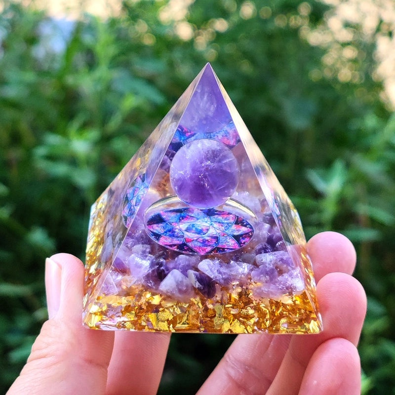Pyramid Resin Crystal Ball with Decorative Pyramid Gravel | Home Decor & Accessories