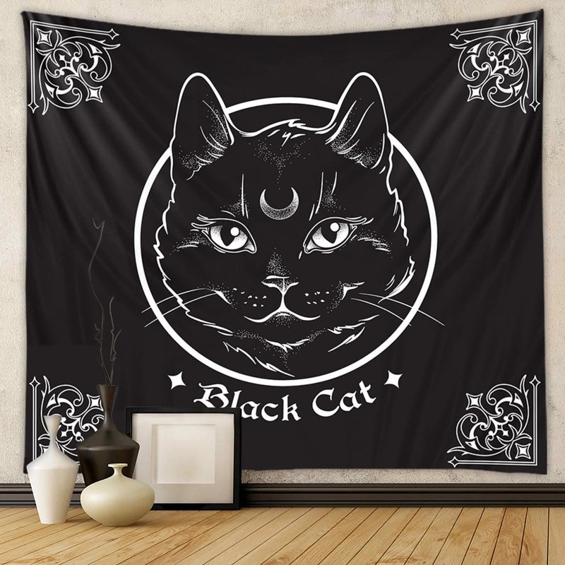 Black Cat Wall Tapestry for Home Decor | Home Decor & Wall Art
