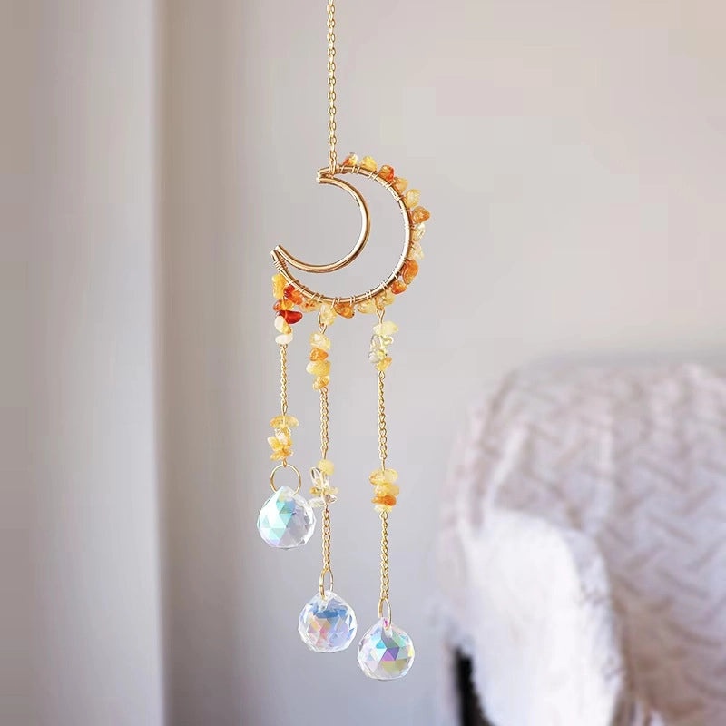 Elegant Moon Crystal Pendant Wall Art | Home Decor