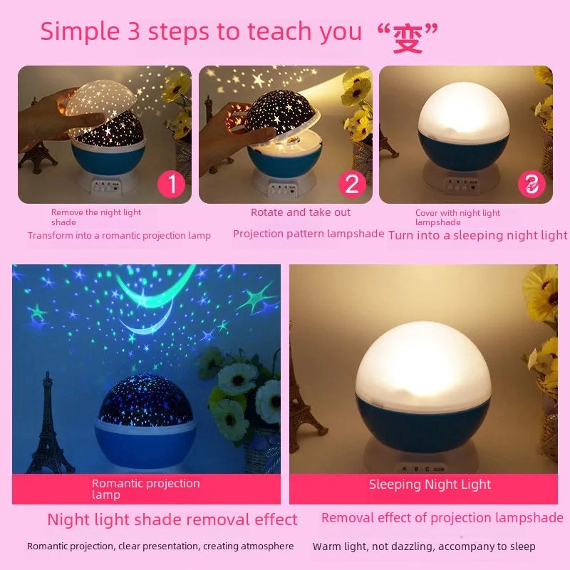 Romantic LED Star Projector Night Light Warm Glow Colorful Table Lamp Perfect Gift|Home Decor Lighting