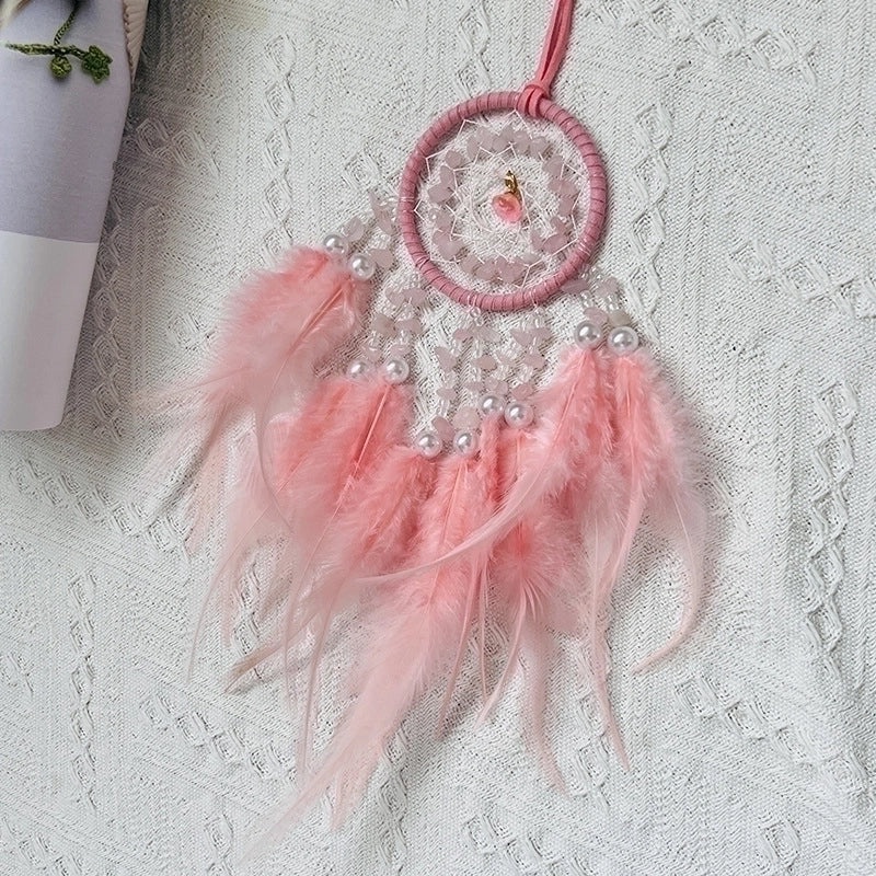 Elegant Multi-color Crystal Feather Dreamcatcher Car Charm | Car Accessories