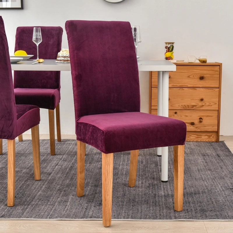 Gold Velvet Plush Chair Cover Elastic Slipcover for Dining Computer Seat Home Hotel Use|Home Decor Chair Covers