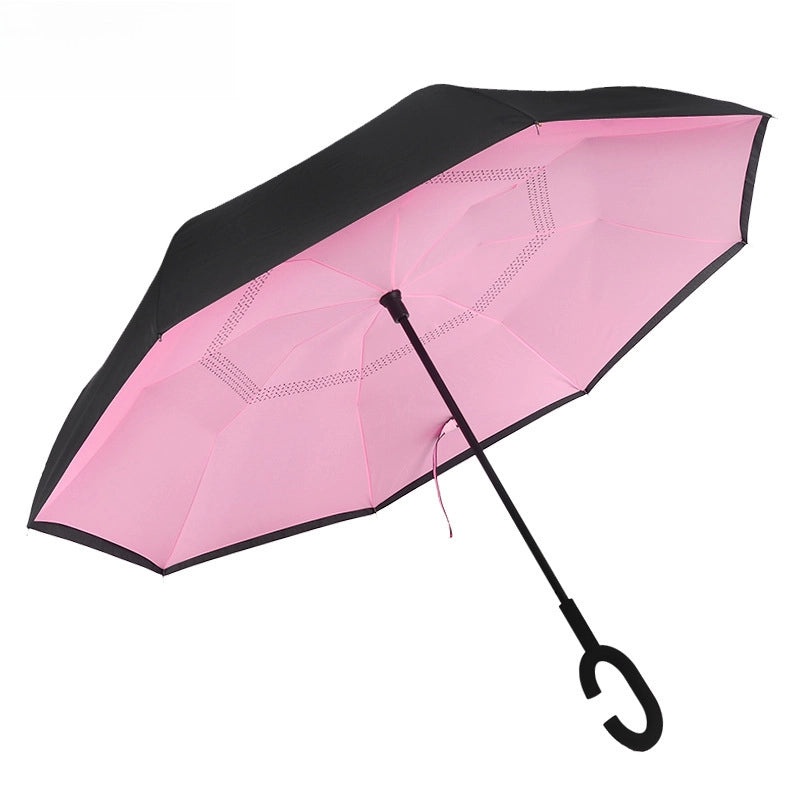 German Automatic Large Car Umbrella, Double-layer Storm-resistant Long Handle Men’s and Women’s Straight Rod Reverse Umbrella|Umbrellas & Rain Ge