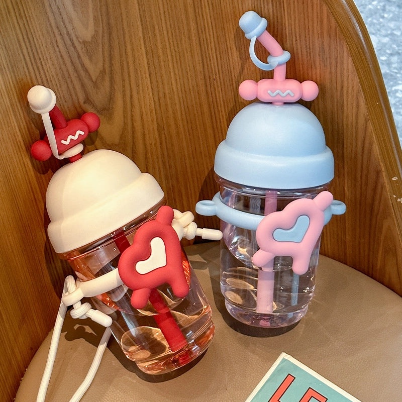 Adorable Red Heart Shaped Plastic Water Bottle Single Piece | Drinkware & Bottles