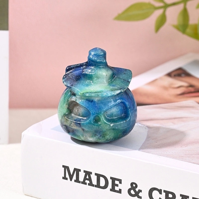 Handcrafted Minimalist Pumpkin Head Natural Stone Ornament | Home Decor & Seasonal Decorations