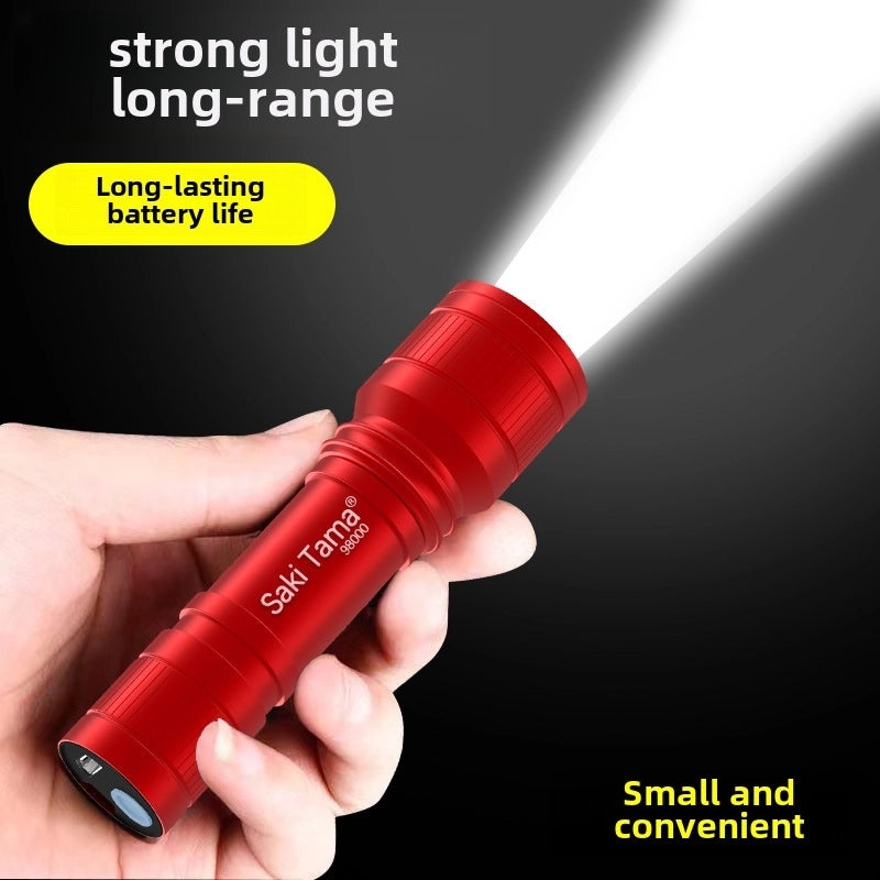 USB Rechargeable Mini LED Flashlight Strong Light Portable Multifunctional Work Light for Students Gift | Electronics Accessories