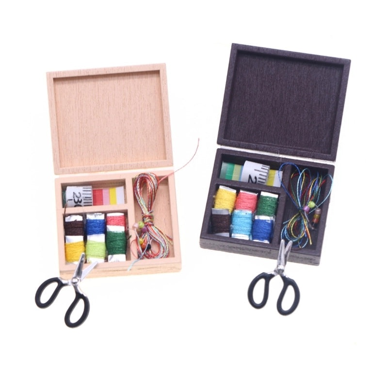 Mini Vintage Dollhouse Sewing Box BJD Cloth Miniature Home Scene Props Accessories|Miniature & Dollhouse Accessories