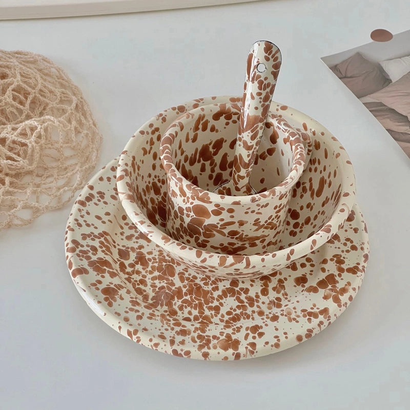 Korean Style Enamel Splash Ink Cereal Fruit Salad Bowl Set | Kitchen & Dining Tableware