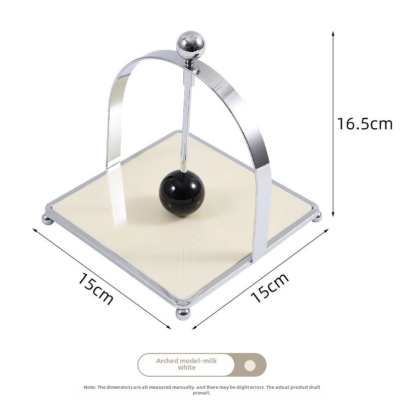 Ancient Chinese Style Cream Square Tissue Holder with Decorative Ball | Home Decor & Accessories