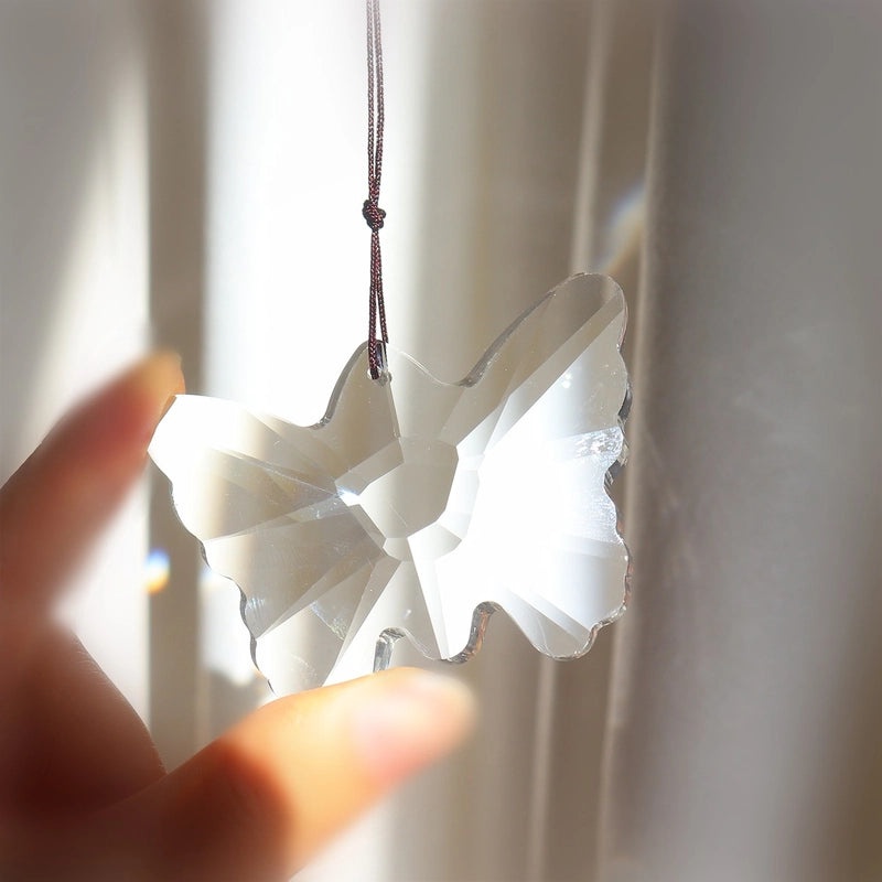 Sparkling Butterfly K9 Crystal Suncatcher Wind Chime Decorative Wall Hanging|Home Decor