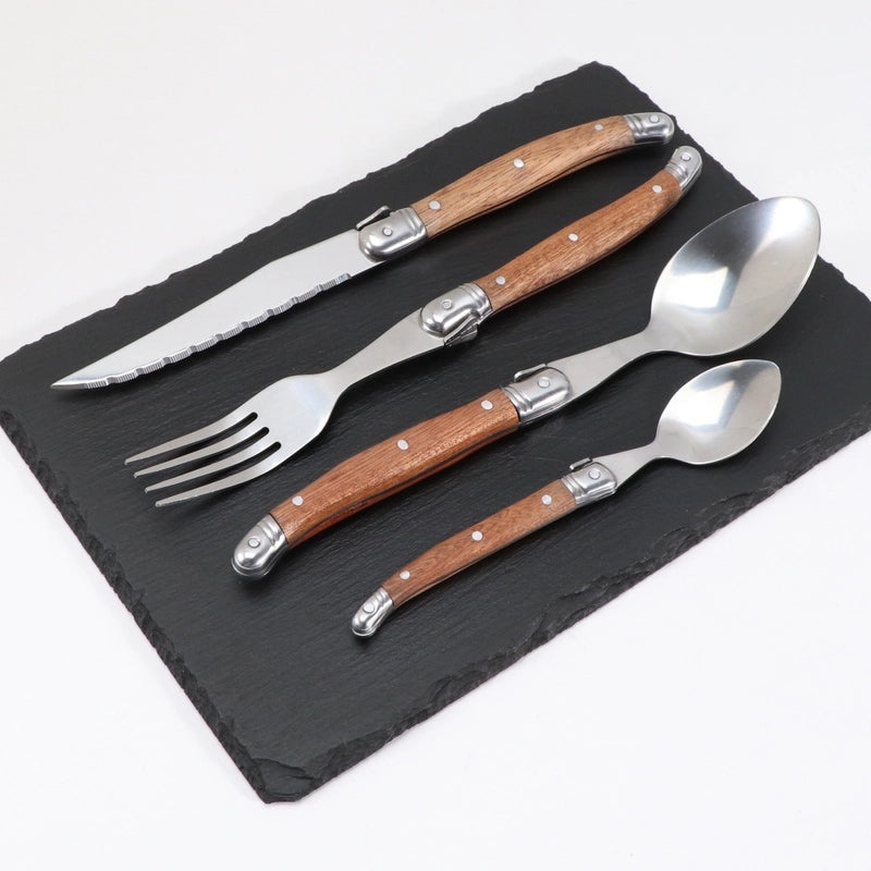 Pear Wooden Handle Stainless Steel Western Tableware Set|Kitchen & Dining