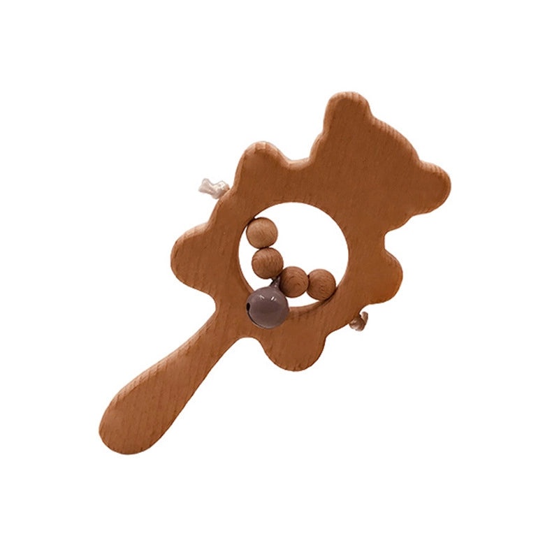 Baby Teething Bracelet with Beech Animal Molar Stick and Bear Toy | Baby Teething Accessories