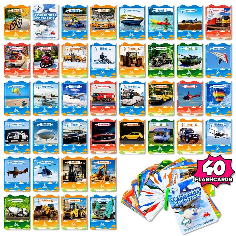 46 Engineering Vehicles Flash Cards for Kids|Early Education Educational Toys