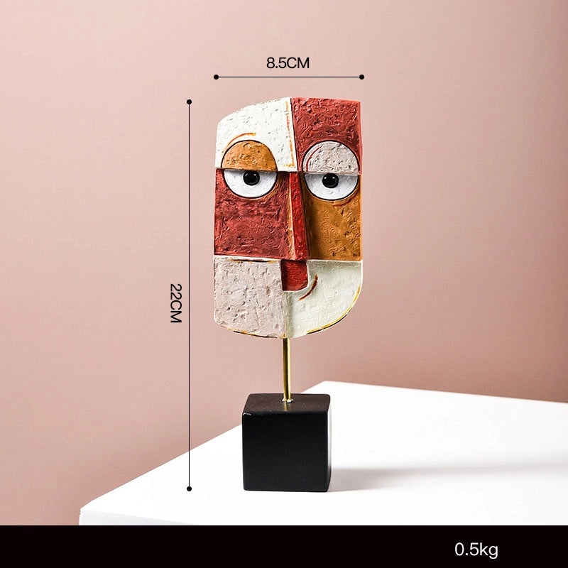 Abstract Human Face Resin Sculpture Decorative Art Piece|Home Decor