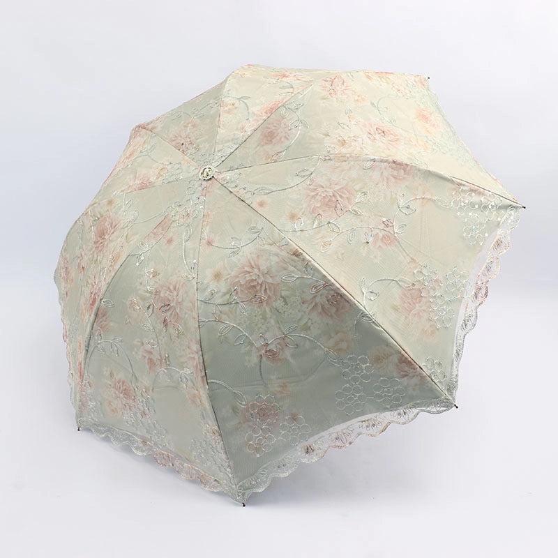Goddess Princess Double Layer Lace Foldable Umbrella for Women | Sun & Rain Protection | Black Sunshade Umbrellas | Women's Accessories