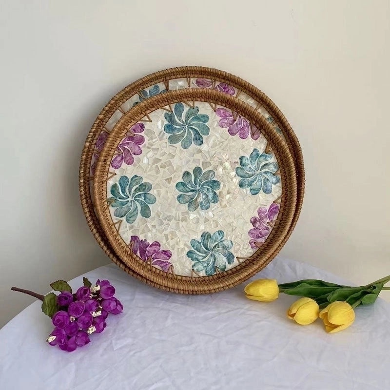 Natural Floral Grass Shell Fruit Tray|Home Decor Tableware