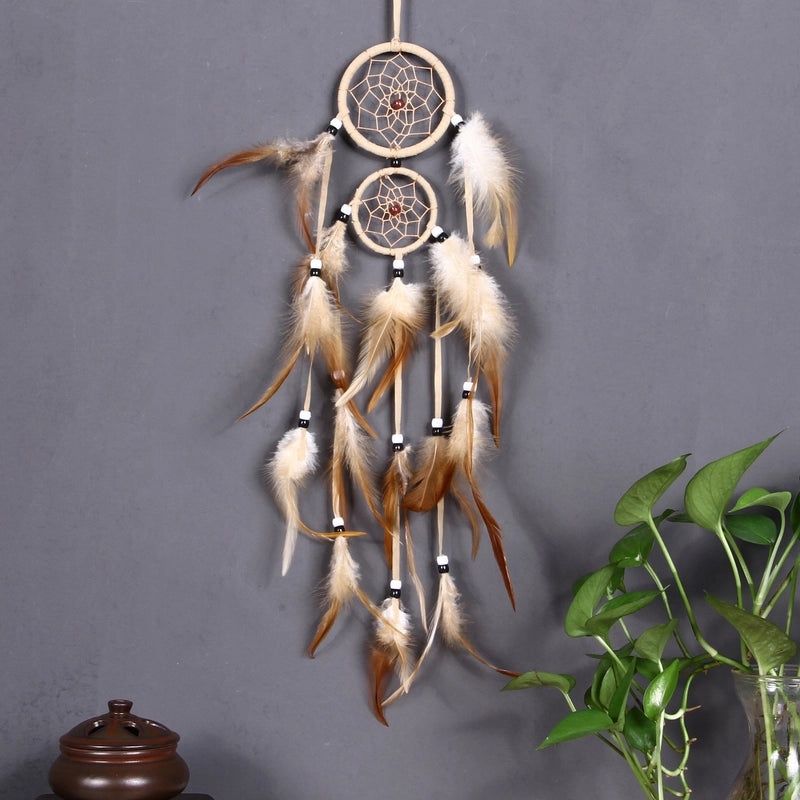 Indian Dreamcatcher Wind Chime with Double Ring Hanging Ornaments Bohemian Wall Decor | Home Decor