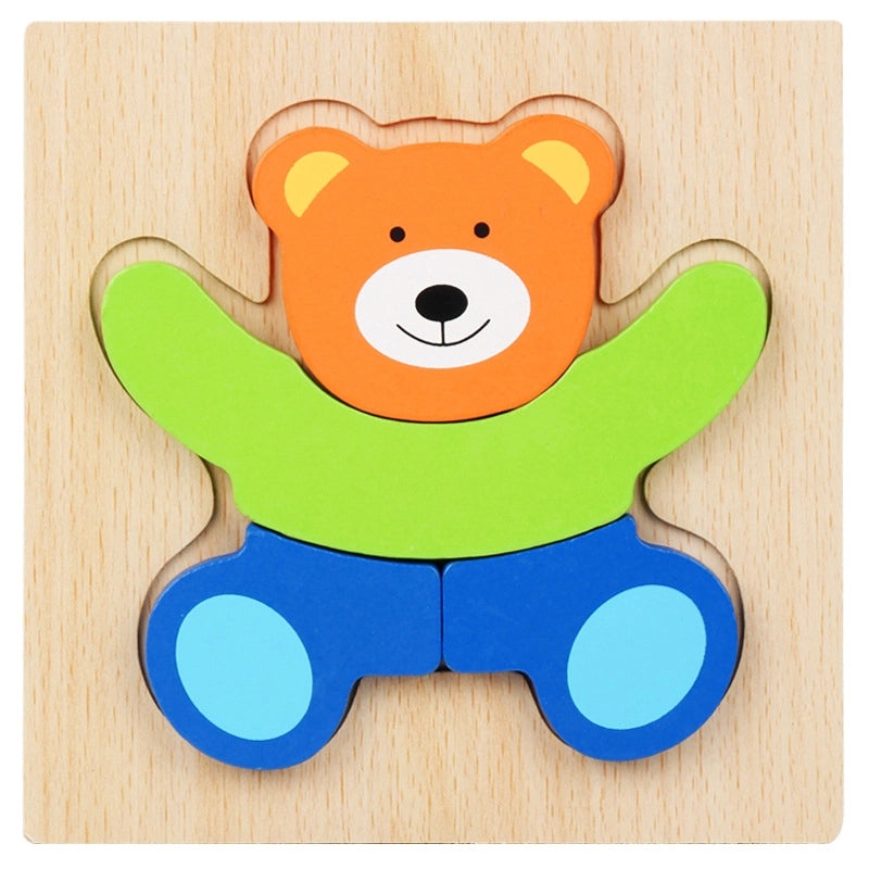 Wooden 3D Animal Puzzle for Kids Early Learning Handheld Board Cartoon Educational Toy | Educational Toys & Games