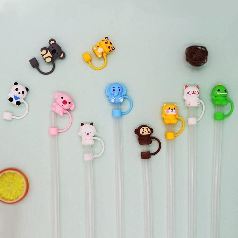 Silicone Animal Straw Cap Cover - Cute Casual Decorative Drink Accessory | Drinkware Accessories