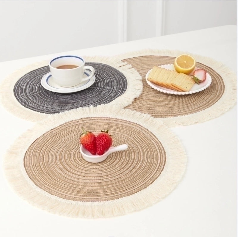 Cotton Yarn Placemat for Casual Vacation Dining, Solid Color, Single Piece|Home & Kitchen Table Linens
