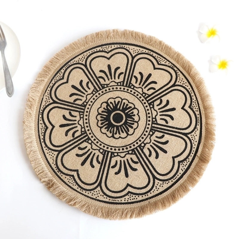 Baroque Inspired Solid Color Jute Placemat Single Piece|Home Decor & Tableware