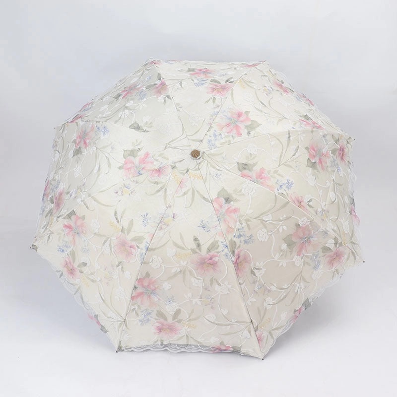 Goddess Princess Double Layer Lace Foldable Umbrella for Women | Sun & Rain Protection | Black Sunshade Umbrellas | Women's Accessories