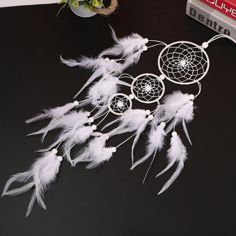 Elegant Geometric Wooden Beads Feather Dreamcatcher Wall Hanging Decor | Home Decor