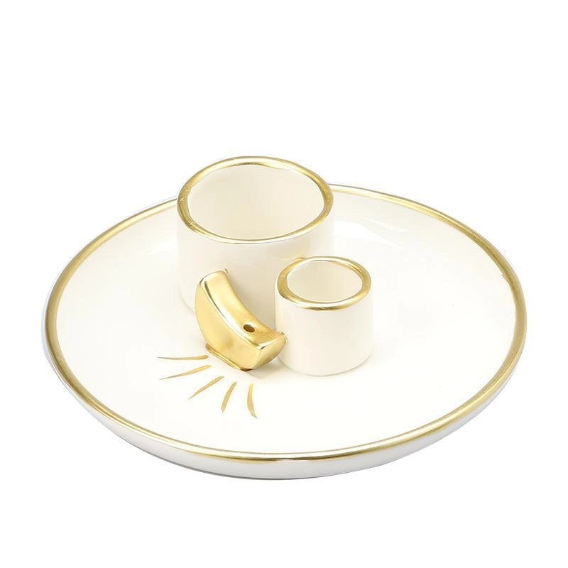 Ceramic Holy Wood Incense Burner with Sage Base and Burning Tray from Peru | Home Decor & Incense Accessories