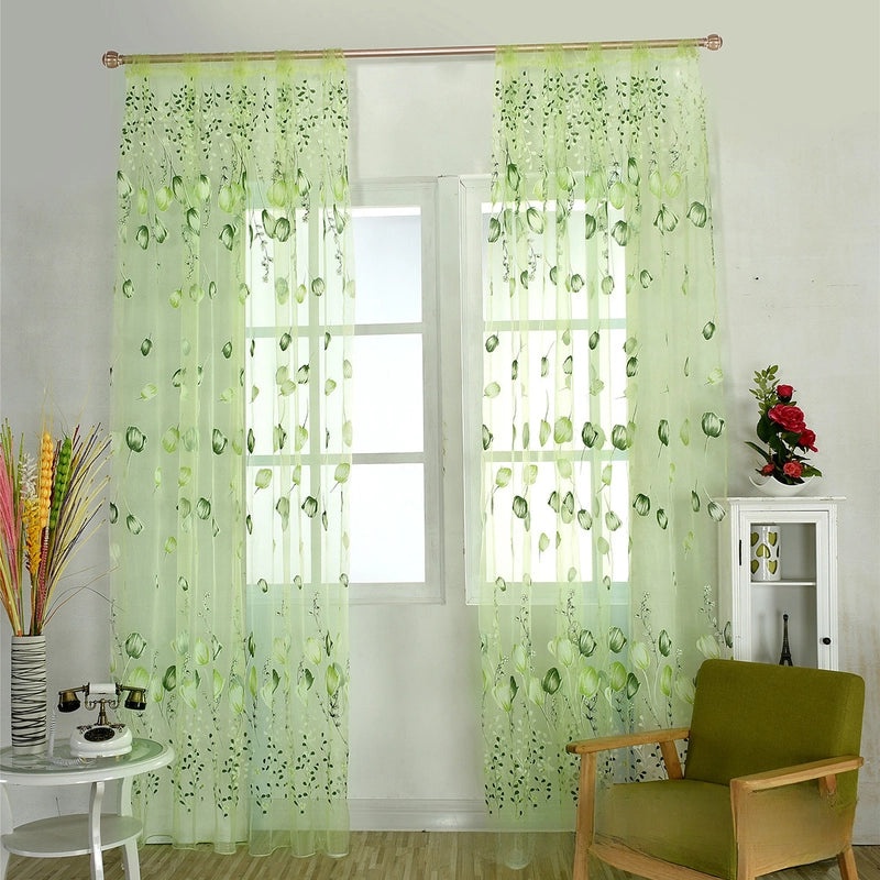 Tulip Pattern Window Screen for Living Room and Bedroom | Home Decor Curtains