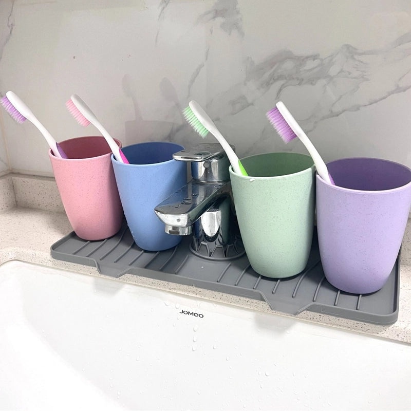 食品级硅胶排水垫|厨房浴室水龙头防溅洗碗槽长款可折叠垫|厨房用品