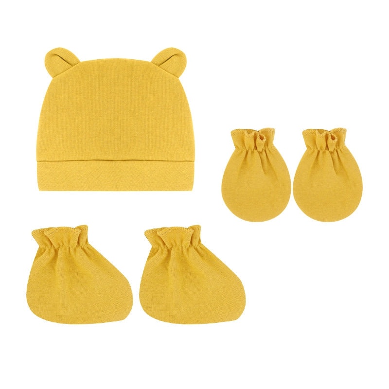 Newborn Baby 3 Piece Set Solid Color Hat Gloves and Foot Cover 0-3 Months|Baby Accessories