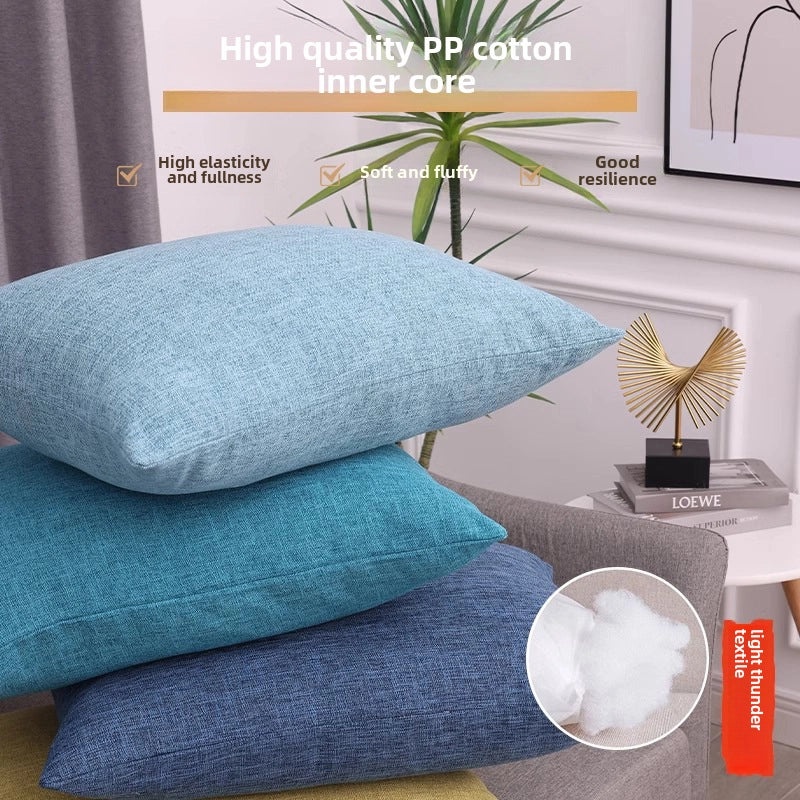 Solid Color Cotton Linen Sofa Cushion Cover Large Back Pillowcase for Living Room Bedside | Home Decor Cushions