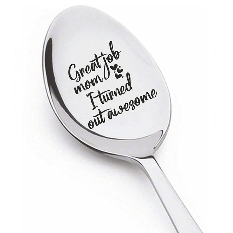 Trendy Engraved Stainless Steel Spoon|Kitchen Utensils & Dining Accessories