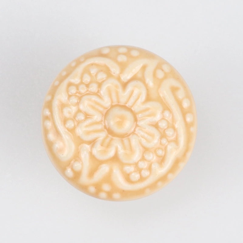 Ceramic Flower Cabinet Handle with Wooden Base | Cabinet Hardware