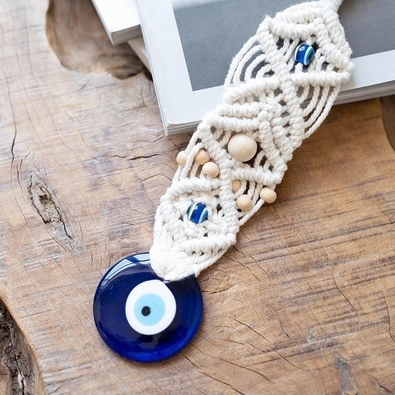 Minimalist Ethnic Devil's Eye Cotton Thread Glass Pendant for Wall Decor|Home Decor & Wall Art