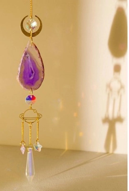 Elegant Agate Water Droplet Suncatcher Wind Chime | Home Decor & Wall Art