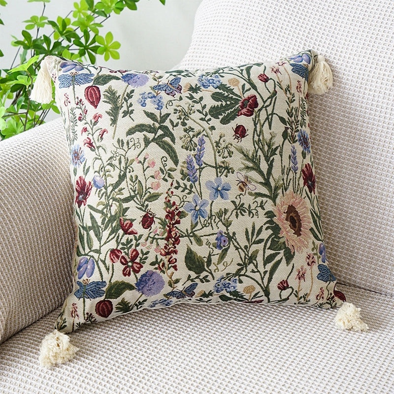 Minimalist Floral Canvas Throw Pillow Cover for Casual Home Decor | Home Textiles & Bedding