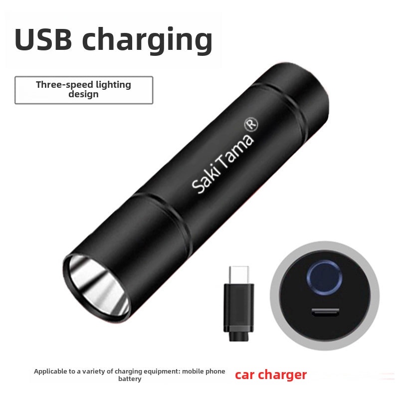 USB Rechargeable Mini LED Flashlight Strong Light Portable Work Lamp Gift|Electronics & Lighting