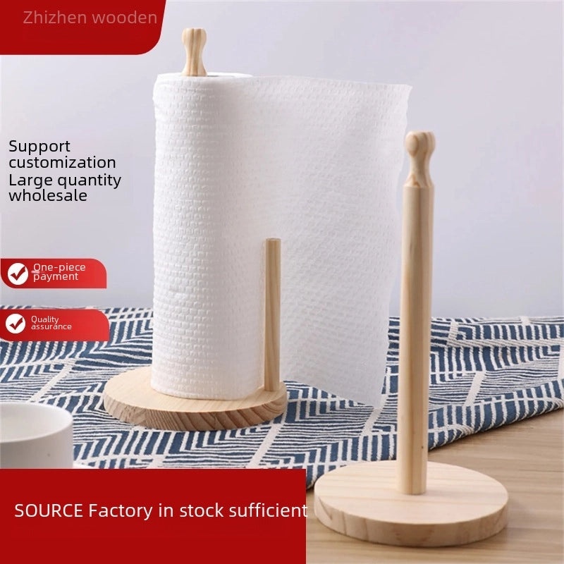 Punch-free Wooden Cross Mirror Kitchen Tissue Roll Holder Vertical Napkin Storage Rack|Kitchen Storage Organizer